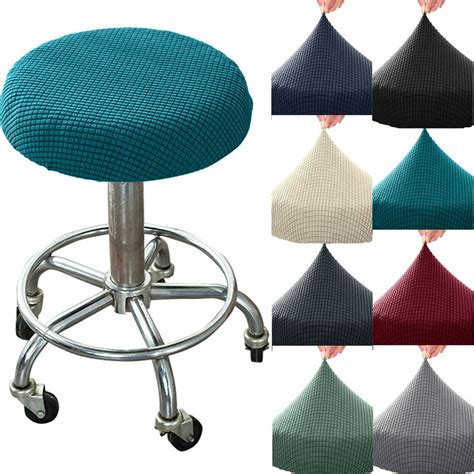 Round Ruffled Stool Seat Covers Linen Chair Cover Bar Stool Seat Covers Round Slipcover (1. . Stool covers round